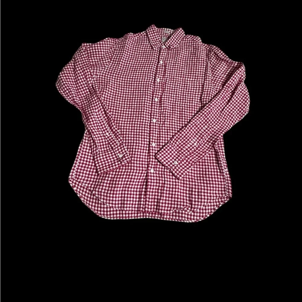 J. Crew Red and White Checkered Casual Shirt